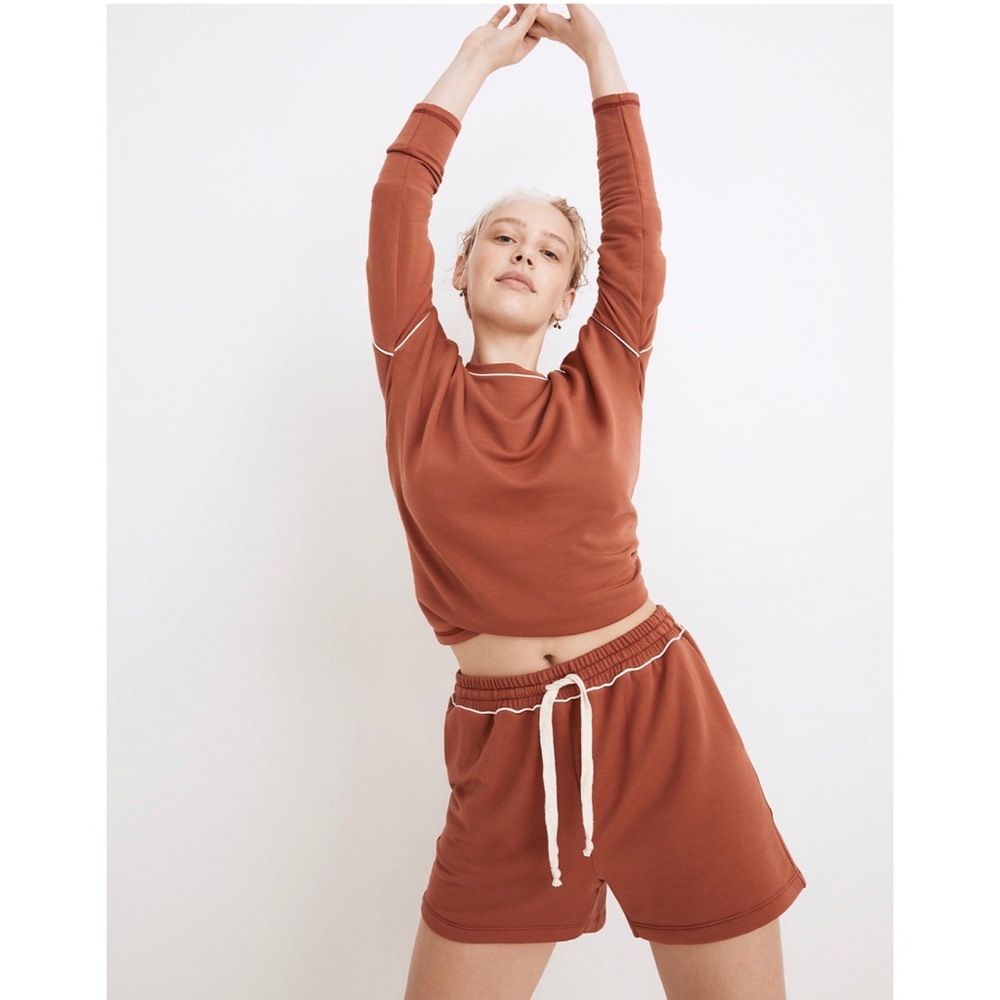 MWL Superbrushed Piped Easygoing Sweatshorts and Sweatshirt Set Size L